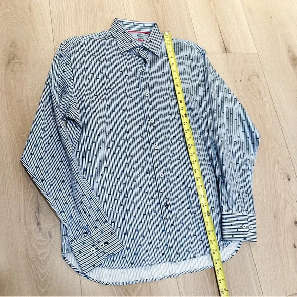 NWT VISCONTI BLACK Men's Patterned Striped Shirt Size Medium​ - Picture 13 of 13